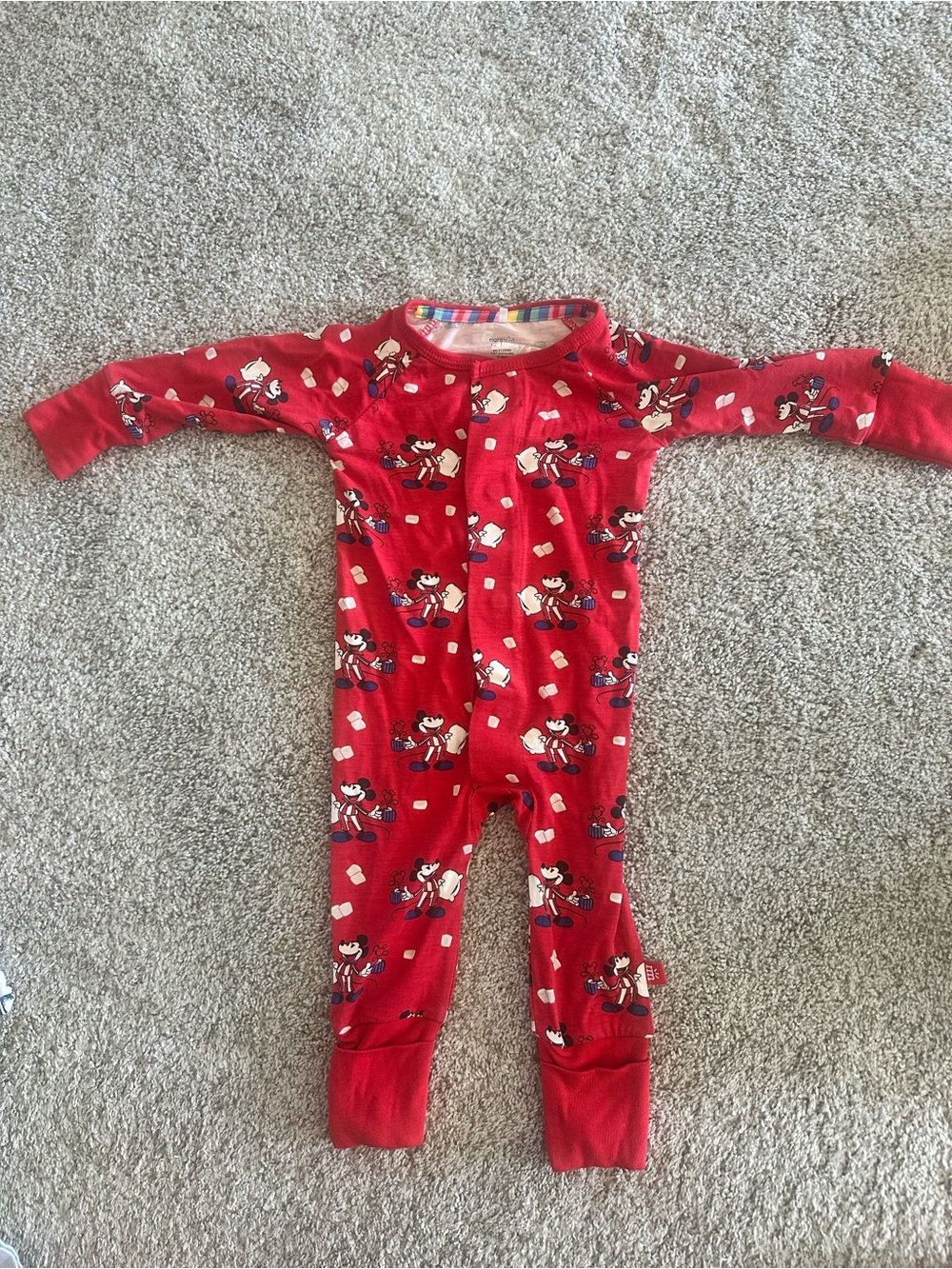Magnetic Me Disney Mickey Mouse Print Baby 3-6 Month One-Piece Pajama